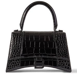 Balenciaga Hourglass Bag- All Black Croc